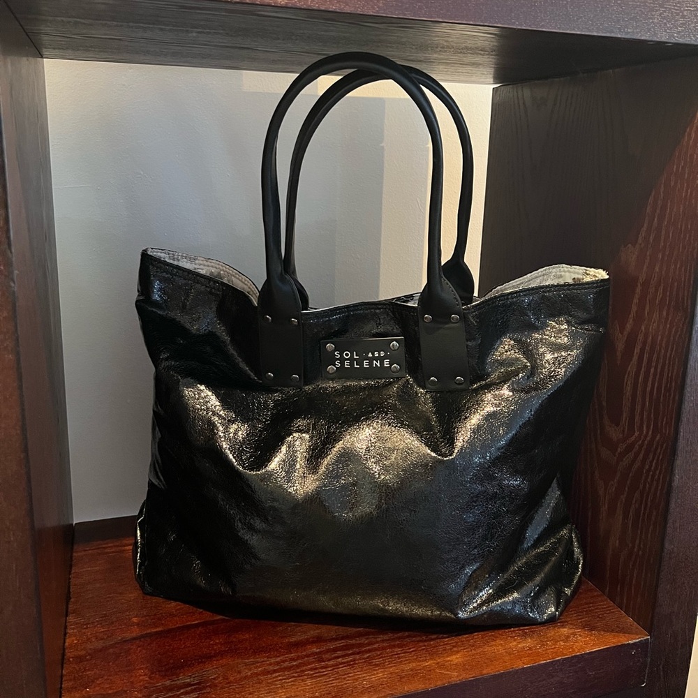 NEW! Sol & Selene Medium Black Reversible Nylon Tote